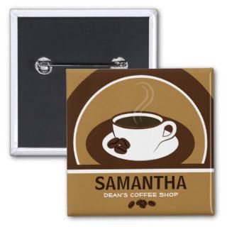 Coffee Cup Coffee Shop Cafe Staff ID Name Tags Button