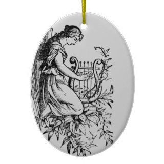 Angel With Harp And Flora Christmas Tree Ornament