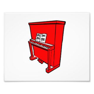 grand red upright piano with music.png photographic print