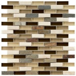 Merola Tile Tessera Subway Nassau 11 3/4 in. x 12 in. x 8 mm Stone and Glass Mosaic Wall Tile GDMTSWN