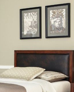 Home Styles Duet King/California King Panel Headboard, Brown Leather Inset   Bed Frame