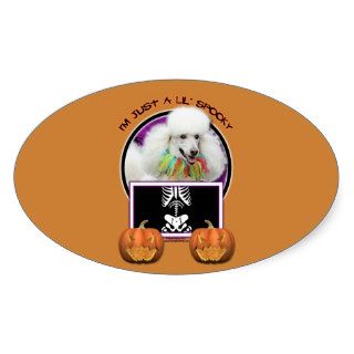 Halloween   Just a Lil Spooky   Poodle   White Oval Stickers