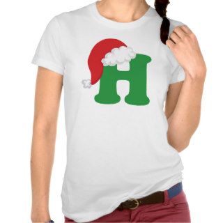 Christmas Letter H Alphabet Tee Shirt