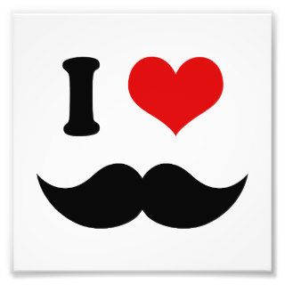 I Heart I Love Black Mustache Photo Print