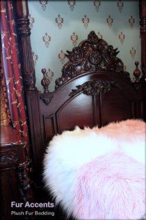 Premium Faux Fur King Size Bedspread / Throw Blanket / Luxury Mongolian Long Hair Shaggy Faux Fur / Cotton Candy Pink and White Large Patchwork Quilt Squares /96" X 120" / Other Sizes, Colors Available / New  