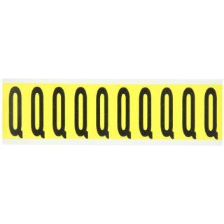 Brady 3440 Q 2 1/4" Height, 7/8" Width, B 498 Repositionable Coated Vinyl Cloth, Black On Yellow Color 34 Series Indoor Letter Label, Legend "Q" (10 Labels Per Card) Industrial Warning Signs