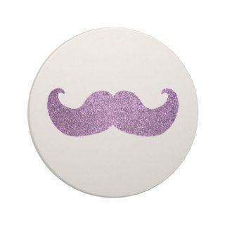 Purple Bling mustache (Faux Glitter Graphic) Coasters