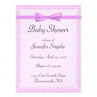 Purple Gingham Baby Shower Invitations
