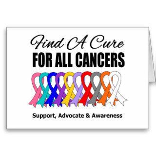Find a Cure Ribbons For All Cancers Greeting Cards