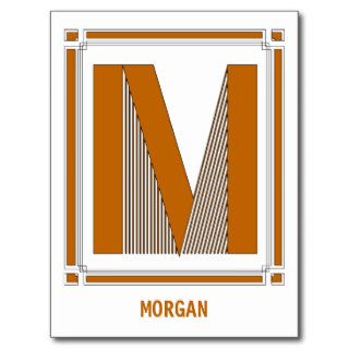 Straight lines art deco with monogram, letter M Postcard
