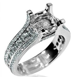 Cathedral Diamond Ring setting 1.6ct w 14K White gold Fits 6mm Solitaire Jewelry