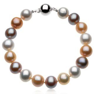 Multi Color Cultured Pearl Bracelet in Silver Bangle Bracelets Jewelry