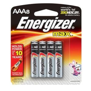 Energizer Alkaline AAA Battery 8 Pack E92SMP8T