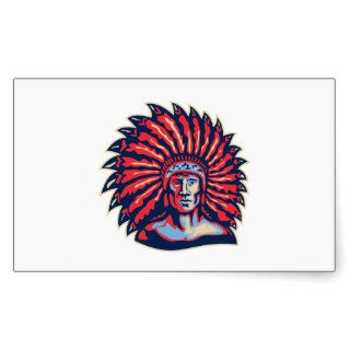 Native American Indian Chief Warrior Retro Stickers