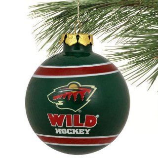 NHL Minnesota Wild Striped Glass Ball Ornament   Green  Sports Fan Wallets  Sports & Outdoors