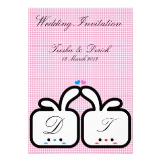 thecutescream square square bunny wedding card invitations