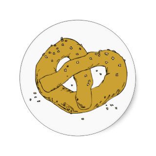 Pretzel Junk Snack Food Cartoon Art Round Sticker