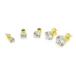 Icz Stonez 18k Goldplated Cubic Zirconia Stud Earrings (Set of 5) (16 1/2ct TGW) ICZ Stonez Cubic Zirconia Earrings