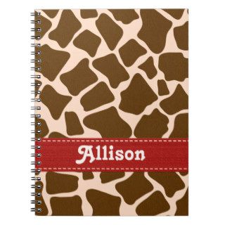 Red Giraffe Print Spiral Notebook Journal