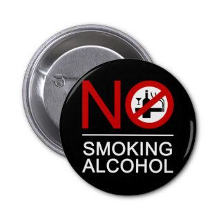 NO Smoking Alcohol ⚠ Thai Sign ⚠ Pinback Buttons