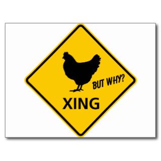 Chicken Crossing Highway Sign Post Cards
