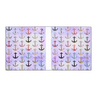 Hipster floral nautical anchors & purple damask binders