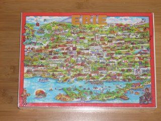 1988 Vintage CITY OF ERIE fully interlocking Jigsaw Puzzle. 504 Tripl Thick Pieces. 21 1/4" x 14 1/8" (54 x 36 cm) by Buffalo Games Toys & Games