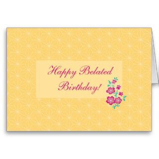Sakura Floral Batik Happy Belated Birthday Card