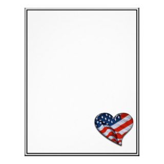 American Flag Heart Letterhead Template