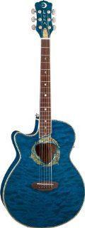 Luna Guitars Fauna Dolphin Lefty Trans Blue Quilt Maple Acoustic Electric Guitar Musical Instruments