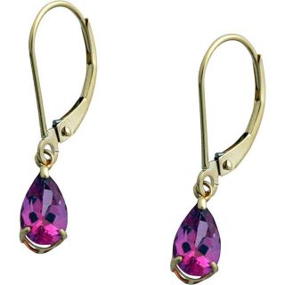 10k Yellow Gold Pear cut Pink Topaz Leverback Earrings Gemstone Earrings