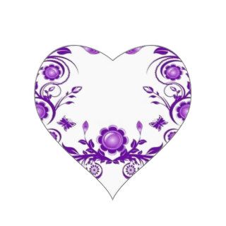 violet floral mehndi henna art heart sticker