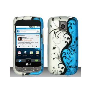 LG Optimus T / Thrive / Phoenix P509 / P505 Blue Silver Vines Design Snap On Hard Case protector Cover + Free Wrist Band Cell Phones & Accessories