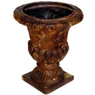 Large Planter Urn Antiqued Red Brown 18"H  Patio, Lawn & Garden