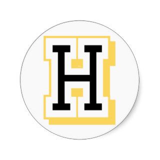 Black and Yellow Letter H Stickers