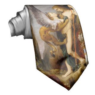 Oedipus and the Sphinx by Gustave Moreau Neck Ties