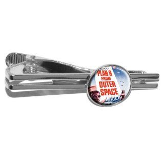 Plan 9 From Outer Space Vintage Movie Poster Round Tie Bar Clip Clasp Tack   Silver   Cuff Links