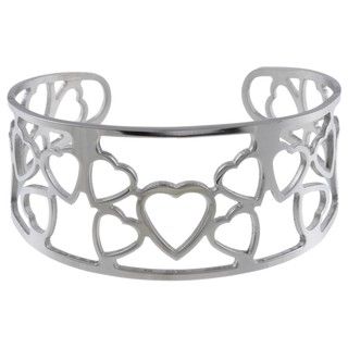 La Preciosa Stainless Steel Open Hearts Cuff Bracelet La Preciosa Stainless Steel Bracelets