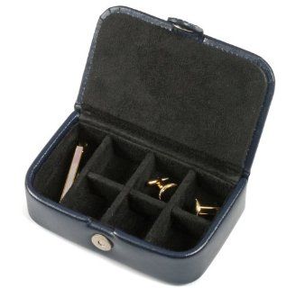 Navy Blue Leather 7 Section Cufflinks and Accessories Storage Box Jewelry