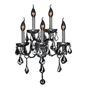 Worldwide Lighting Provence Collection 5 Light Chrome with Chrome Crystal Wall Sconce W23105C13 CH