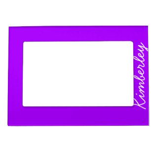 Modern Purple Neon Monogram Trendy Fashion Colors Magnetic Photo Frame
