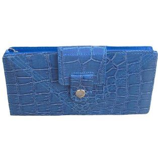 RFID Blocking Checkbook Wallet for Women   Blue Croc Print Cell Phones & Accessories