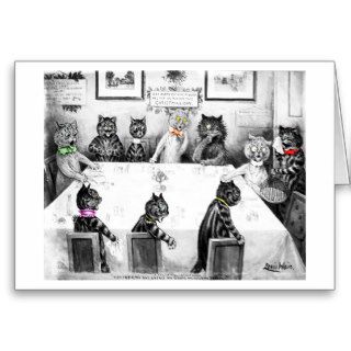 Cats Christmas Catastrophe Card by Louis Wain