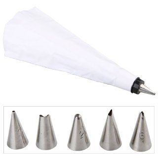 Cake Icing Piping Bag + 5 Stainless Steel Nozzles Kit Kitchen & Dining