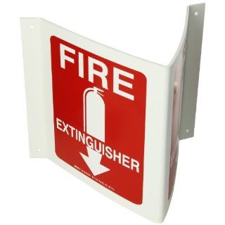 Brady 80703 14 1/2" Width x 8" Height x 6" Depth B 493 Polystyrene, White on Red Rigid High Visibility Sign, Legend "Fire Extinguisher" (with Picto) Industrial Warning Signs