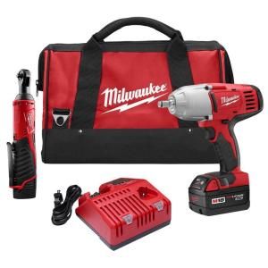 Milwaukee M12/M18 12/18 Volt Lithium Ion Cordless M18 Impact Wrench and M12 Ratchet Combo Kit (2 Tool) 2793 22