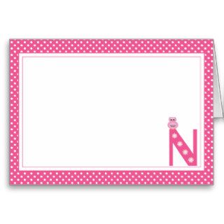 Letter N with Owl Blank Note Card