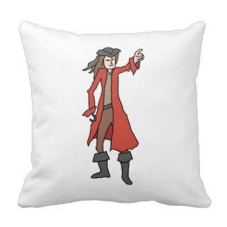 Pirate, pointing into the distance. throw pillow