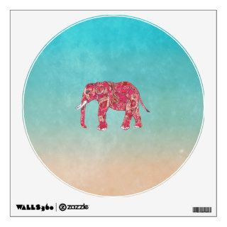Whimsical Colorful Elephant Tribal Floral Paisley Wall Stickers