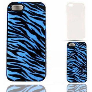 For Apple Iphone 5 Transparent Blue Zebra Hard Soft Case Accessories Cell Phones & Accessories
